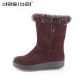 Best price leather upper rubber sole elegant winter boots women 2015